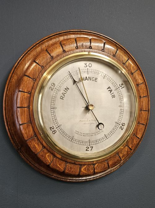 VICTORIAN SILVERED DIAL BAROMETER BY BRAMWELL HARBRON OF DARLINGTON