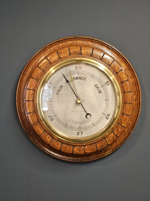 VICTORIAN SILVERED DIAL BAROMETER BY BRAMWELL HARBRON OF DARLINGTON - ADDITIONAL PHOTO 3