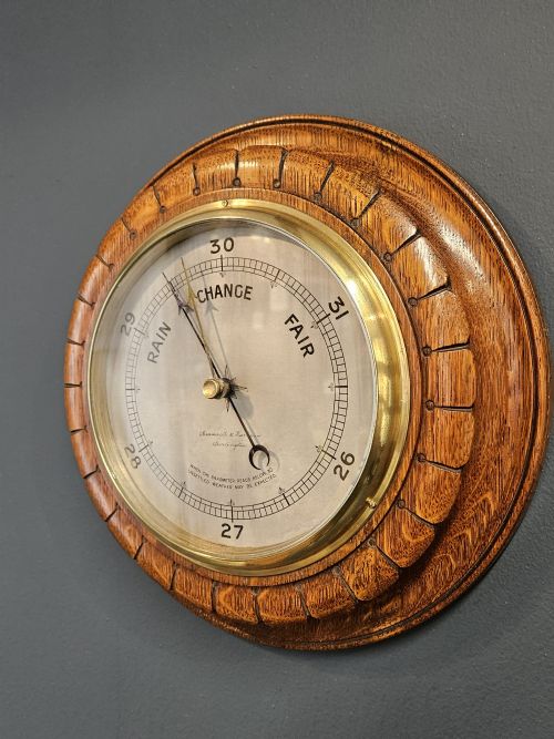 VICTORIAN SILVERED DIAL BAROMETER BY BRAMWELL HARBRON OF DARLINGTON - ADDITIONAL PHOTO 4