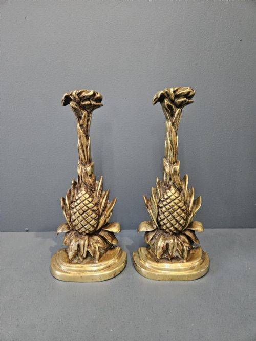Matching Pair of Regency Brass Pineapple Door Stops