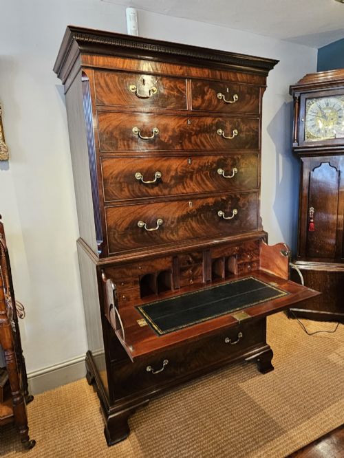 George III Mahogany Secretaire Chest on Chest