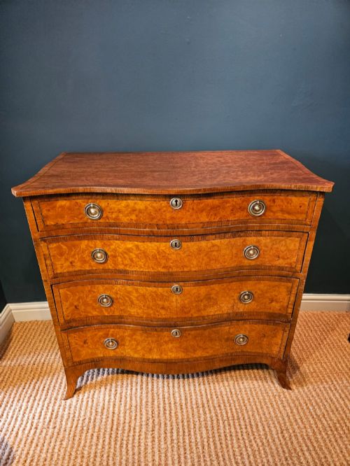 Regency Birds Eye Maple Serpentine Front Chest of Drawers