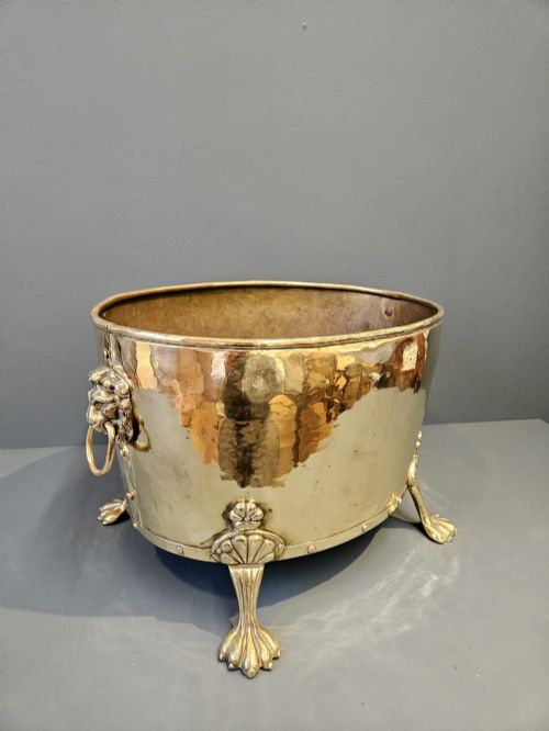 Victorian Brass Log Bin or Planter