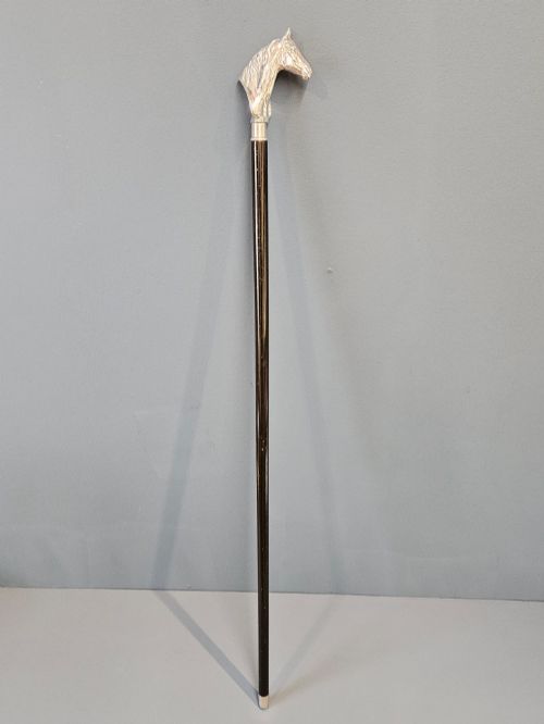 Outstanding Silver Horses Head Walking Stick