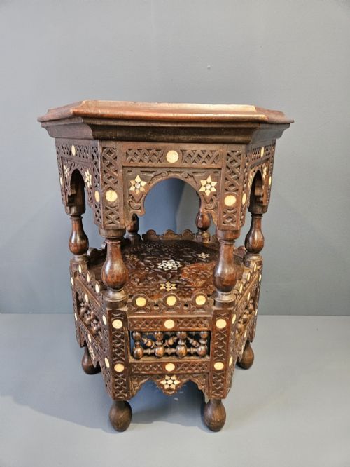 MOORISH CARVED OCTAGONAL LAMP TABLE - ADDITIONAL PHOTO 1