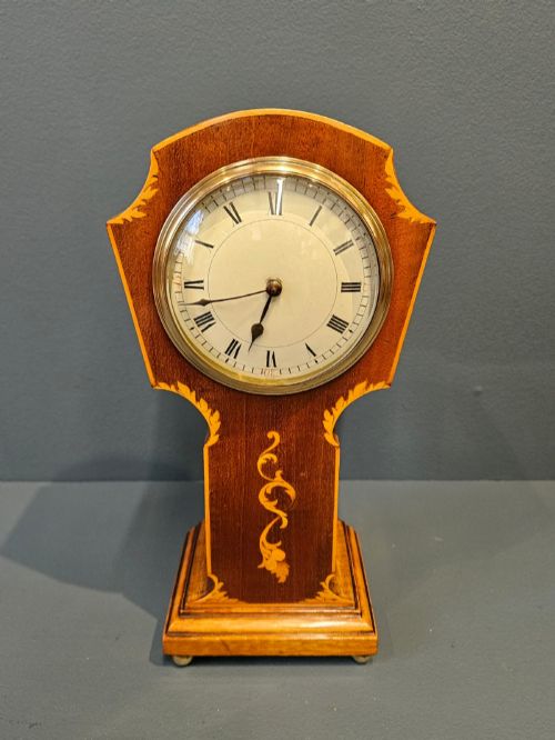 EDWARDIAN INLAID MAHOGANY MANTEL CLOCK