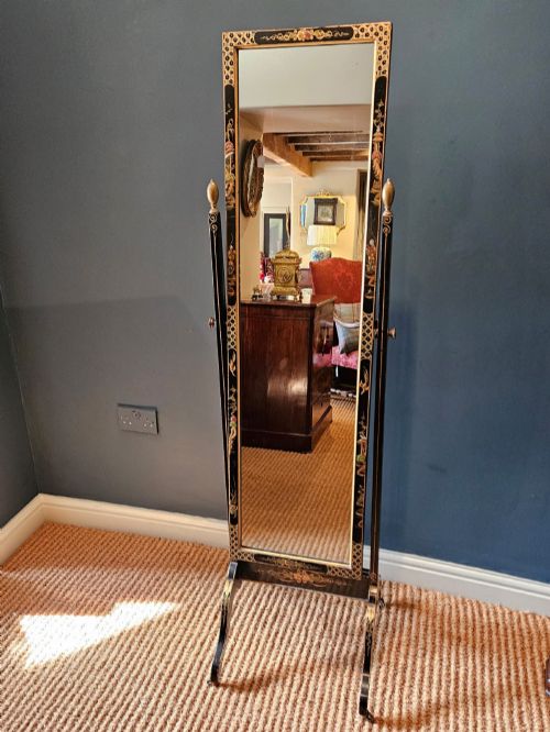 Edwardian Chinoiserie Cheval Mirror