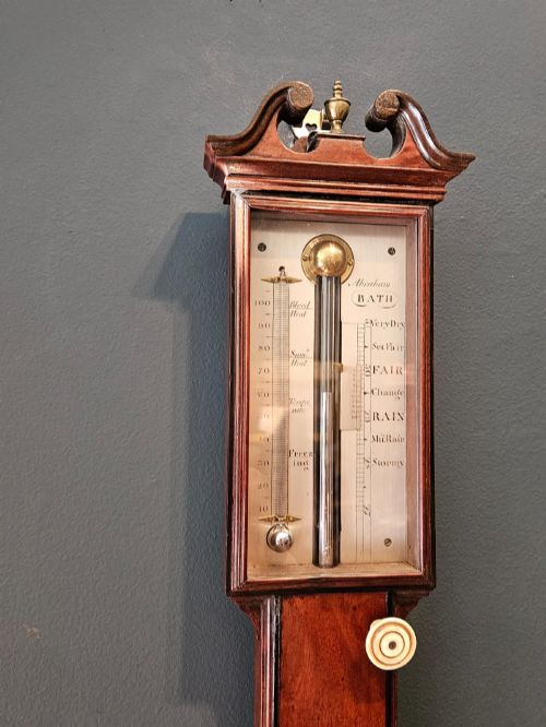 GEORGIAN MAHOGANY STICK BAROMETER - ADDITIONAL PHOTO 2