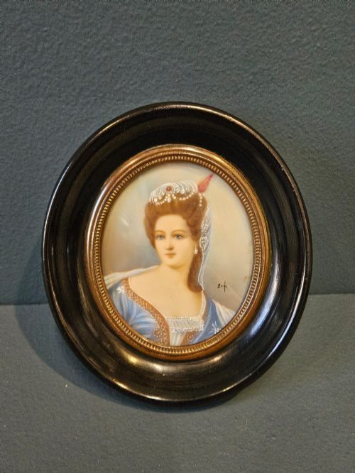 Victorian Miniature Portrait on Cow Bone
