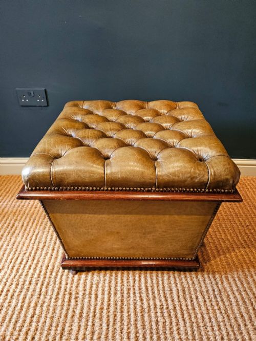 VICTORIAN LEATHER OTTOMAN STOOL - ADDITIONAL PHOTO 2