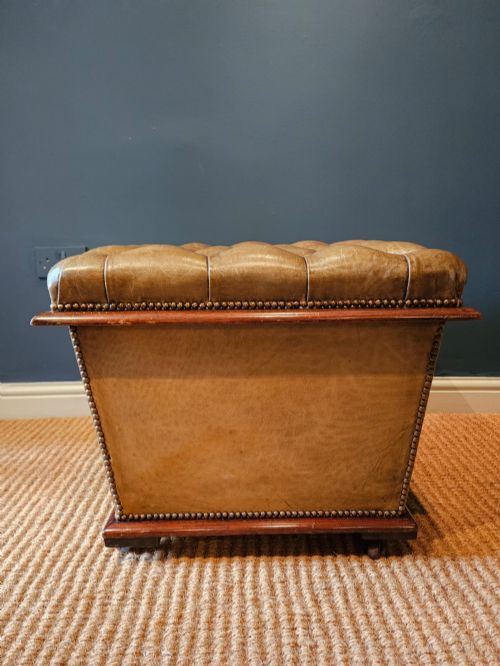 VICTORIAN LEATHER OTTOMAN STOOL - ADDITIONAL PHOTO 5