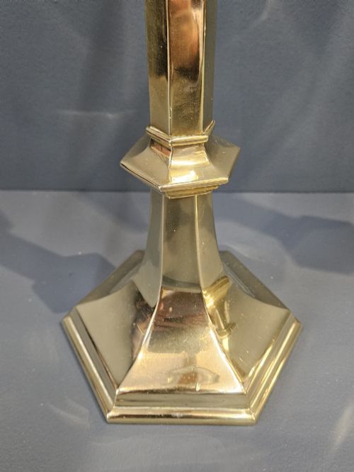PAIR OF VICTORIAN BRASS CHURCH CANDLESTICKS - ADDITIONAL PHOTO 2