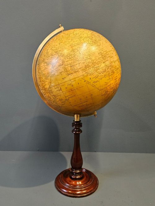 Superior Quality 1920'S Geographia 10" Globe on Mahogany Pedestal