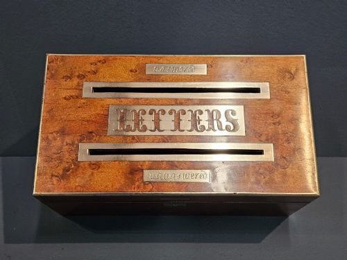 VICTORIAN BURR SATINWOOD LETTERS POST BOX - ADDITIONAL PHOTO 1