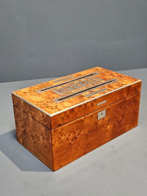 VICTORIAN BURR SATINWOOD LETTERS POST BOX - ADDITIONAL PHOTO 4