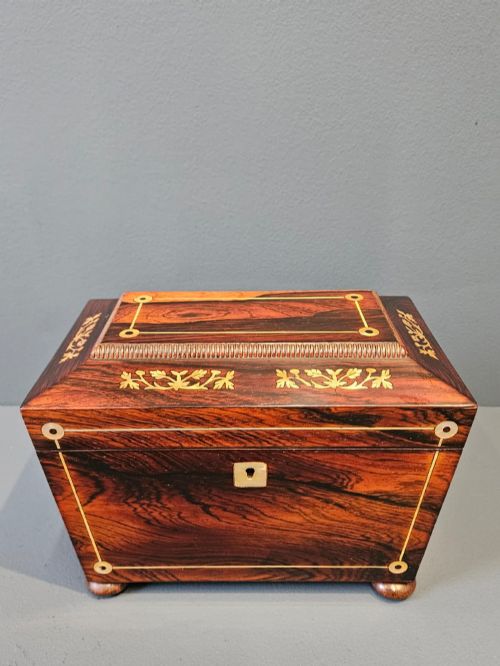REGENCY ROSEWOOD TEA CADDY - ADDITIONAL PHOTO 2