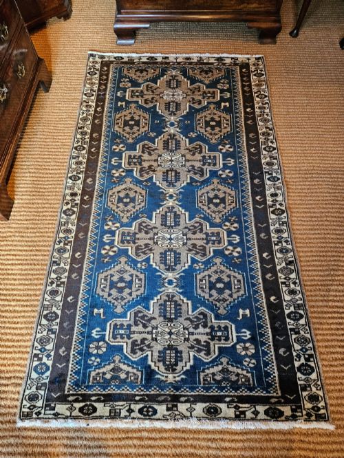 Teal Blue Pure Wool Malayer Rug