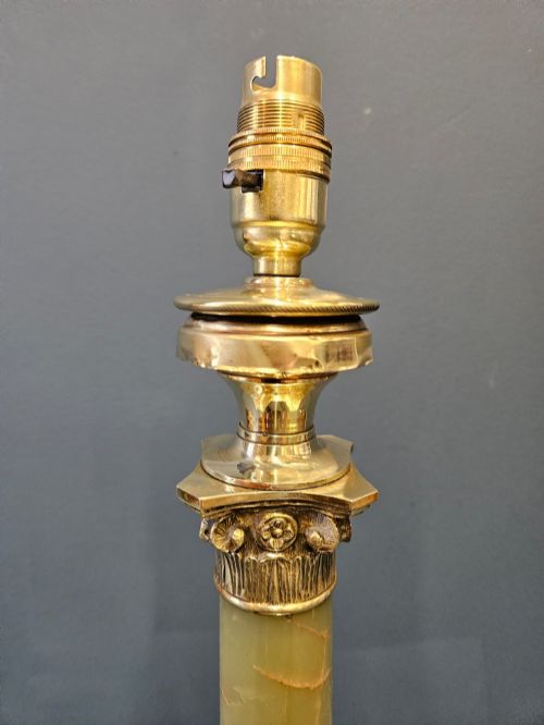 LATE VICTORIAN BRASS AND MARBLE TABLE LAMP - ADDITIONAL PHOTO 2