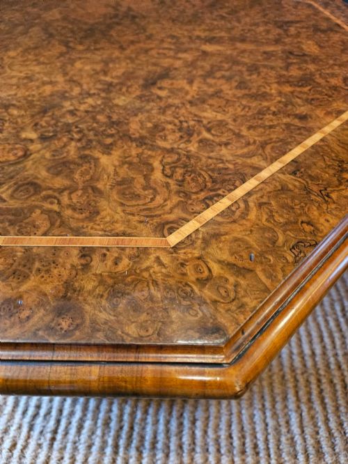 LARGE SUPERB VICTORIAN BURR WALNUT OCTAGONAL COFFEE TABLE - ADDITIONAL PHOTO 3