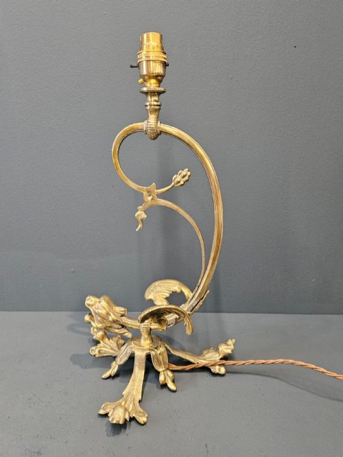 Unusual Late Victorian Brass Griffin Table Lamp