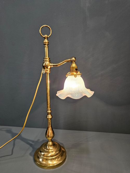EDWARDIAN BRASS RISE AND FALL TABLE LAMP - ADDITIONAL PHOTO 4