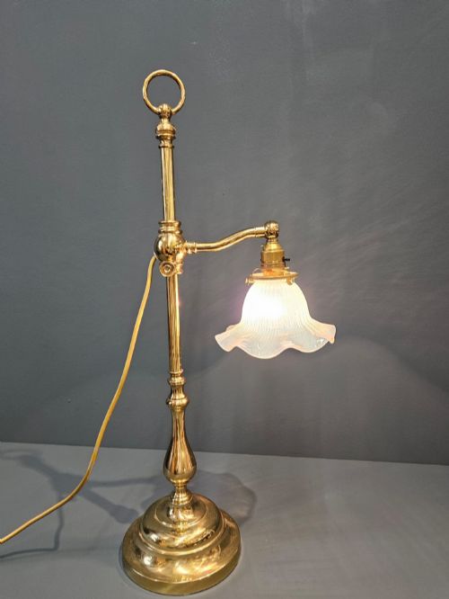 EDWARDIAN BRASS RISE AND FALL TABLE LAMP - ADDITIONAL PHOTO 5