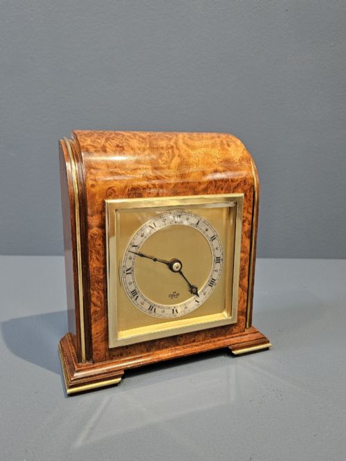 Art Deco Burr Walnut Mantel Clock by Elliott