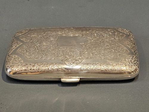 Heavy Quality Victorian Engraved Silver Cigar Case