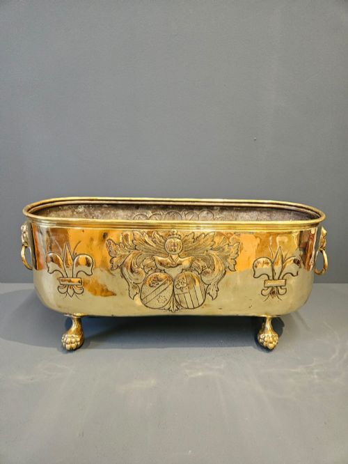 LARGE VICTORIAN OBLONG BRASS PLANTER