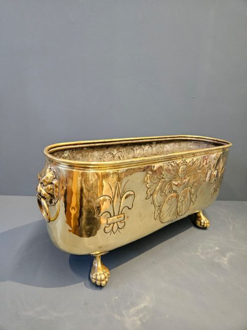 LARGE VICTORIAN OBLONG BRASS PLANTER - ADDITIONAL PHOTO 1