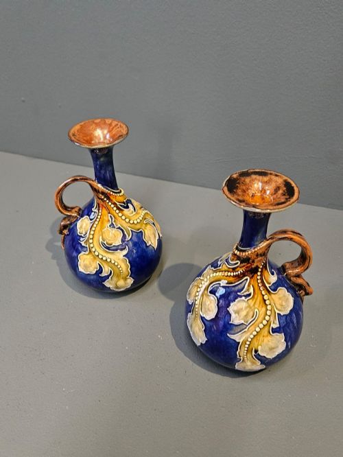 PAIR OF VICTORIAN DOULTON LAMBETH WARE VASES - ADDITIONAL PHOTO 1