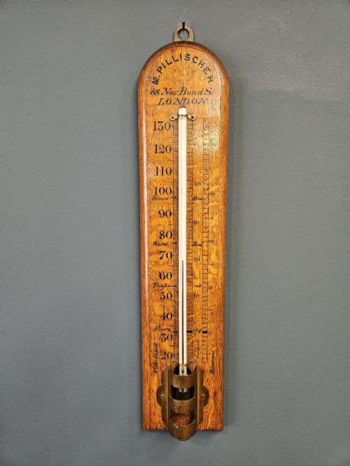 Extra Large Victorian Oak Thermometer