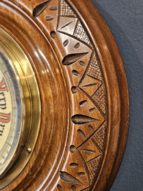 EDWARDIAN WALNUT CASED ANEROID BAROMETER BY WILSON BURY ST EDMONDS - ADDITIONAL PHOTO 2