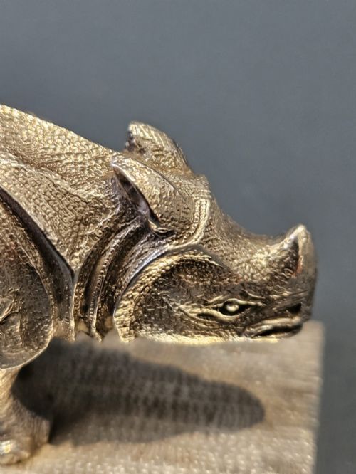 RARE EARLY VICTORIAN CAST SILVER RHINO PIN CUSHION - ADDITIONAL PHOTO 4
