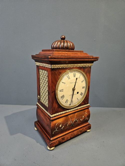SMALL PROPORTION REGENCY MAHOGANY BRACKET CLOCK