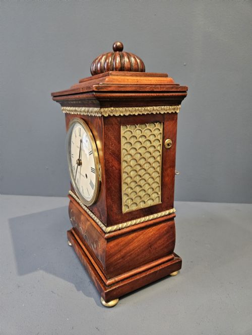 SMALL PROPORTION REGENCY MAHOGANY BRACKET CLOCK - ADDITIONAL PHOTO 8