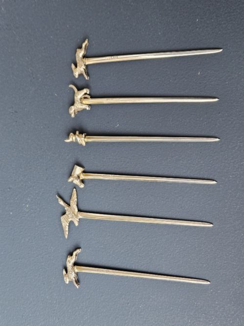 SET OF GEORGE V CAST SILVER ANIMAL TOP COCKTAIL STICKS - ADDITIONAL PHOTO 1