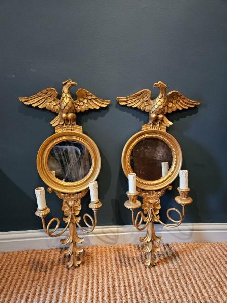Pair of Mirror Back Wall Sconces