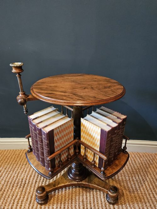 MID VICTORIAN WALNUT REVOLVING BOOK TABLE - ADDITIONAL PHOTO 2