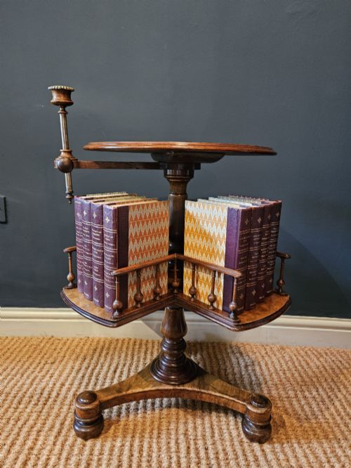 MID VICTORIAN WALNUT REVOLVING BOOK TABLE - ADDITIONAL PHOTO 4