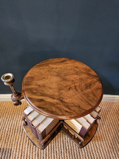 MID VICTORIAN WALNUT REVOLVING BOOK TABLE - ADDITIONAL PHOTO 5