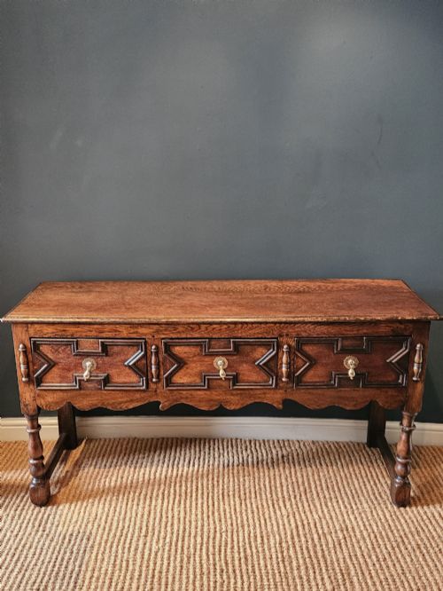 George I Oak Geometric Moulded Three Drawer Dresser