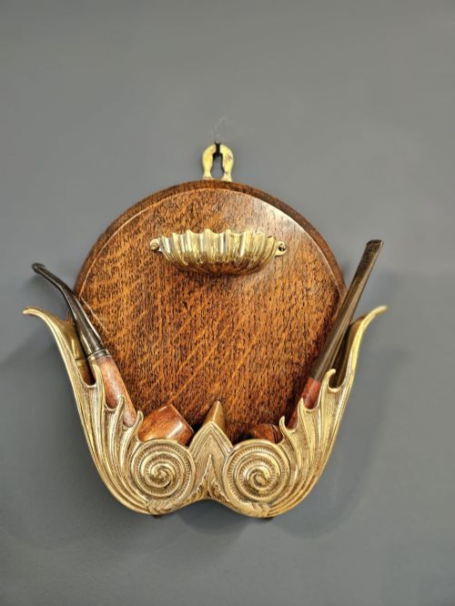 Victorian Oak and Brass Pipe Rack