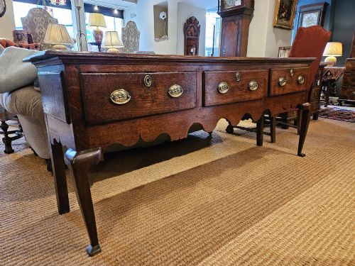 George II Oak Three Drawer Cabriole Leg Dresser