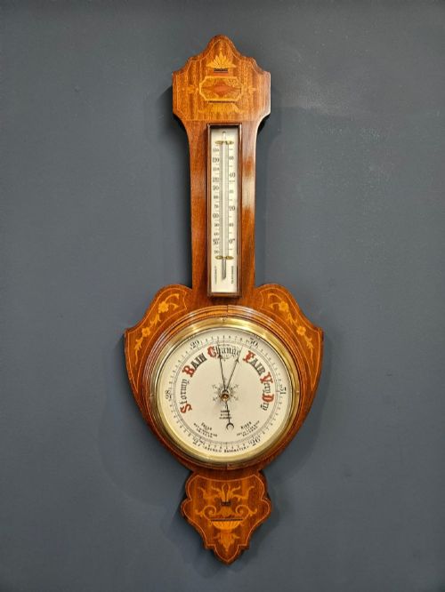 Edwardian Inlaid Banjo Barometer
