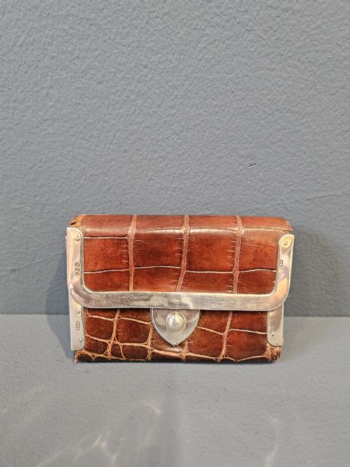 Victorian Silver Trimmed Crocodile Skin Purse