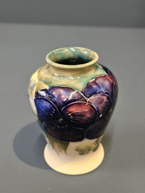 Early Moorcroft Pansy on White Vase