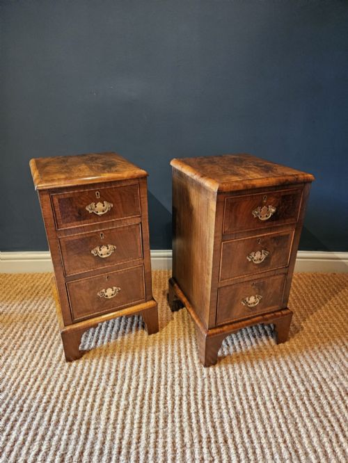 Matching Pair of Victorian Walnut Bedside Chests