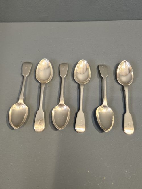 Set of Six Victorian Chester Silver Tea Spoons