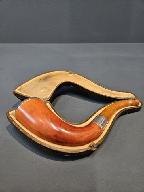 Edwardian Blumfeld's Briar Silver Mounted Pipe and Case